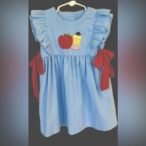 Stitchy Fish Boutique Blue White Gingham Back to School Dress Toddler Girl’s 3T